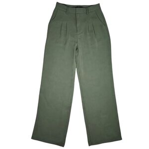 Lulus Pants Green Slacks Pleats Straight Leg Trousers High Rise size M